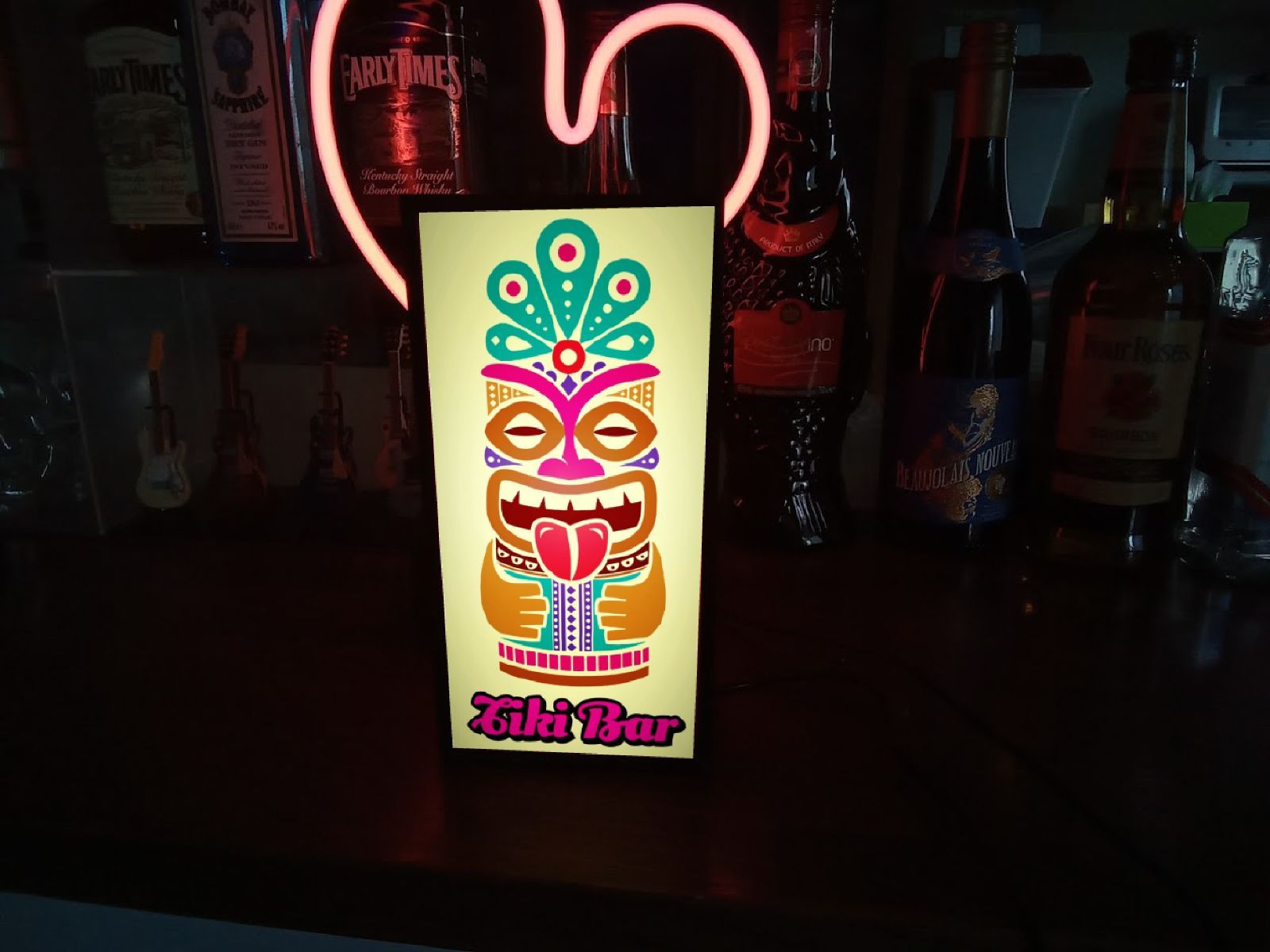 TIKI カフェバー ティキ像 ハワイアン雑貨 ハワイ 置物 LEDライトBOX