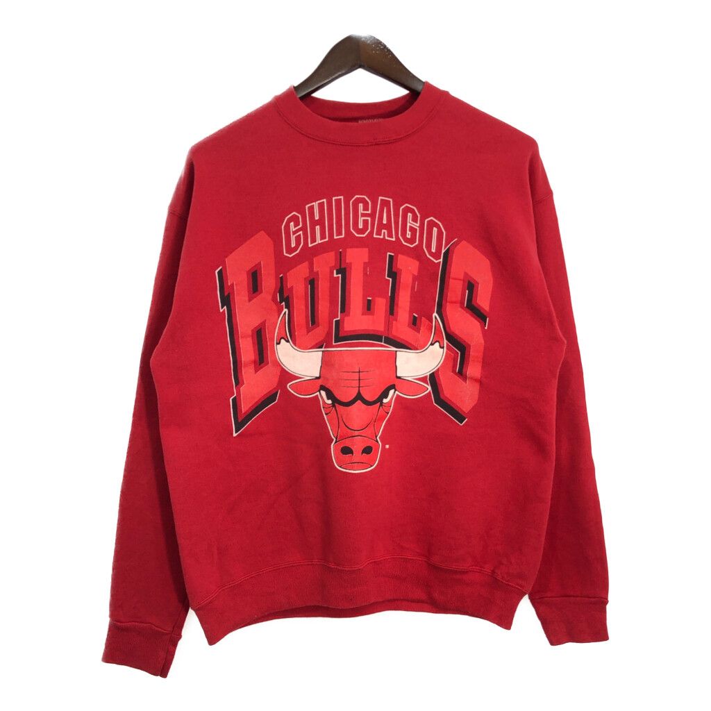 90年代 USA製 Jostens NBA シカゴ・ブルズ スウェット プロチーム ロゴ レッド (メンズ LARGE) 中古 古着 R6812