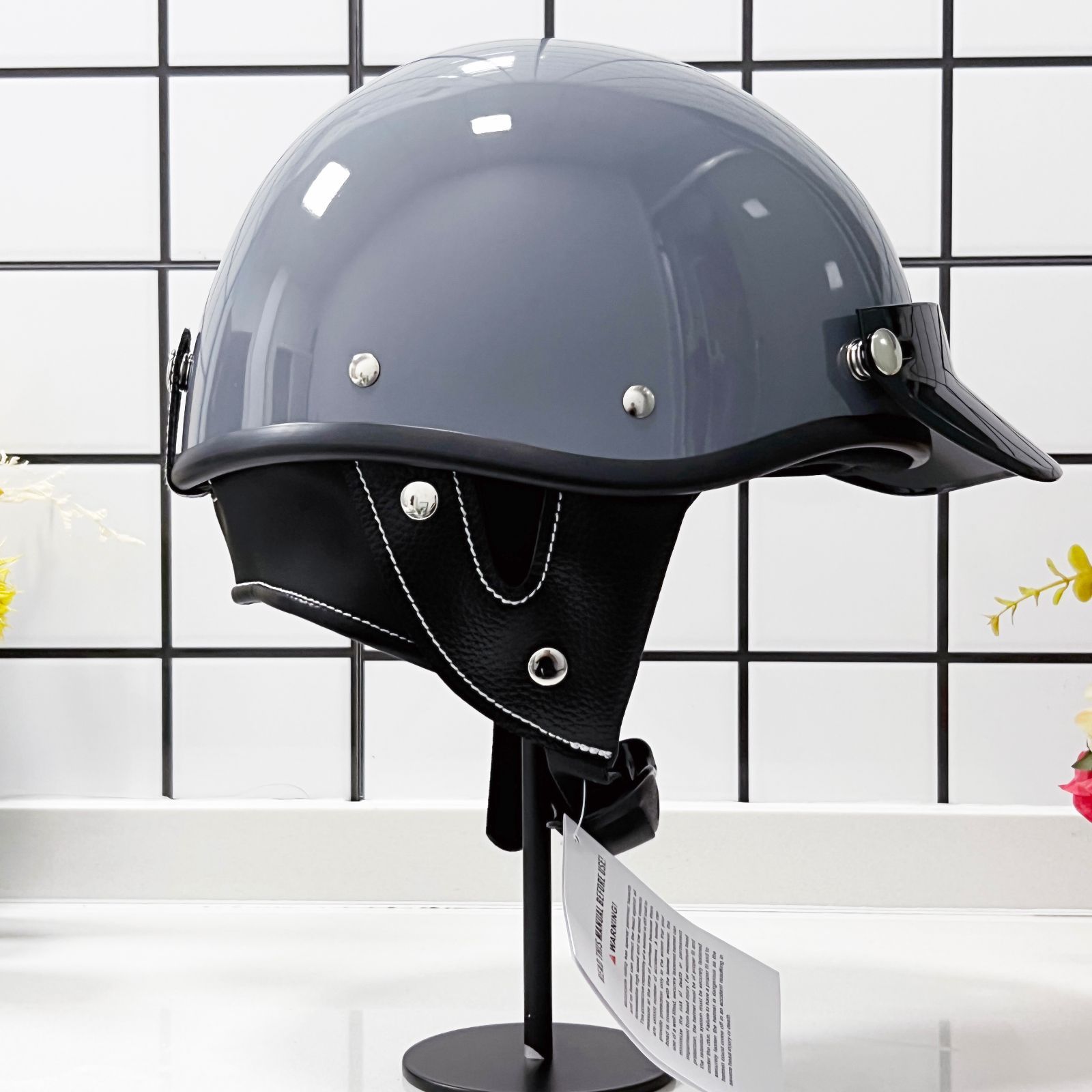 新規購入アイボリーホワイトレトロハーフヘルメット 60S半キャップ 小帽体 セキュリティ・セーフティ