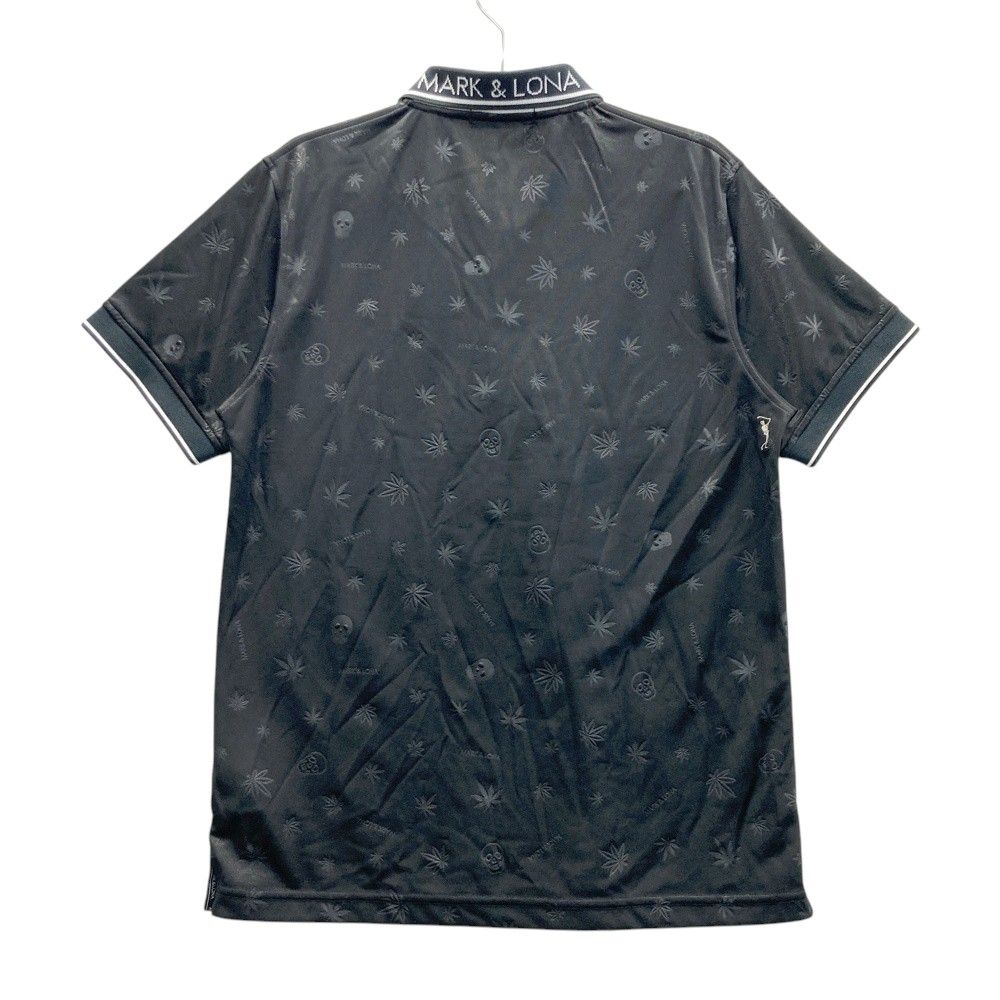 サイズ L MARK-LONA マークアンドロナ 半袖ポロシャツ 総柄 ブラック系 240101474117 ゴルフウェア メンズ ストスト