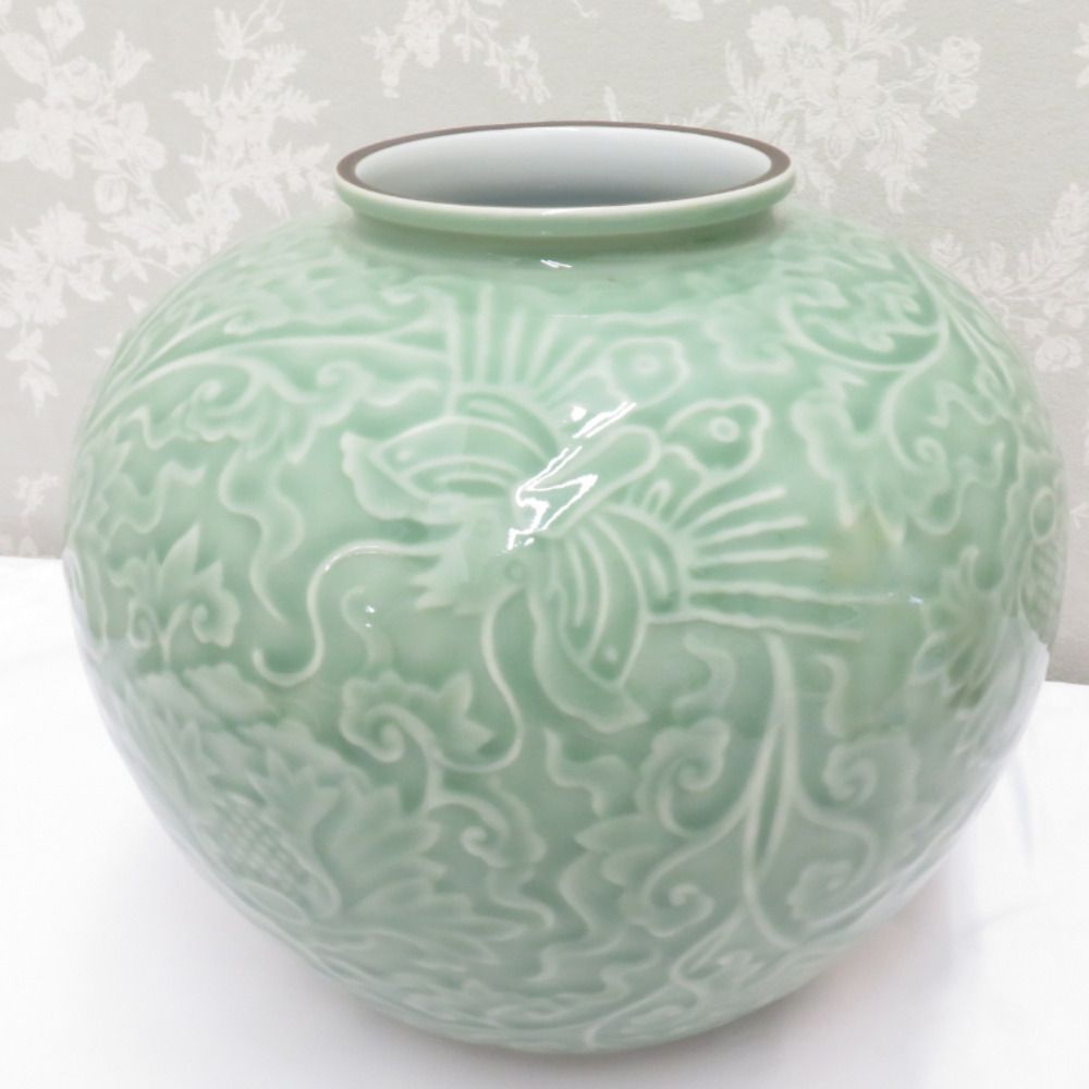 有田焼 インテリア 深川製磁 百年庵 花瓶 花器 花入 青磁 - メルカリ