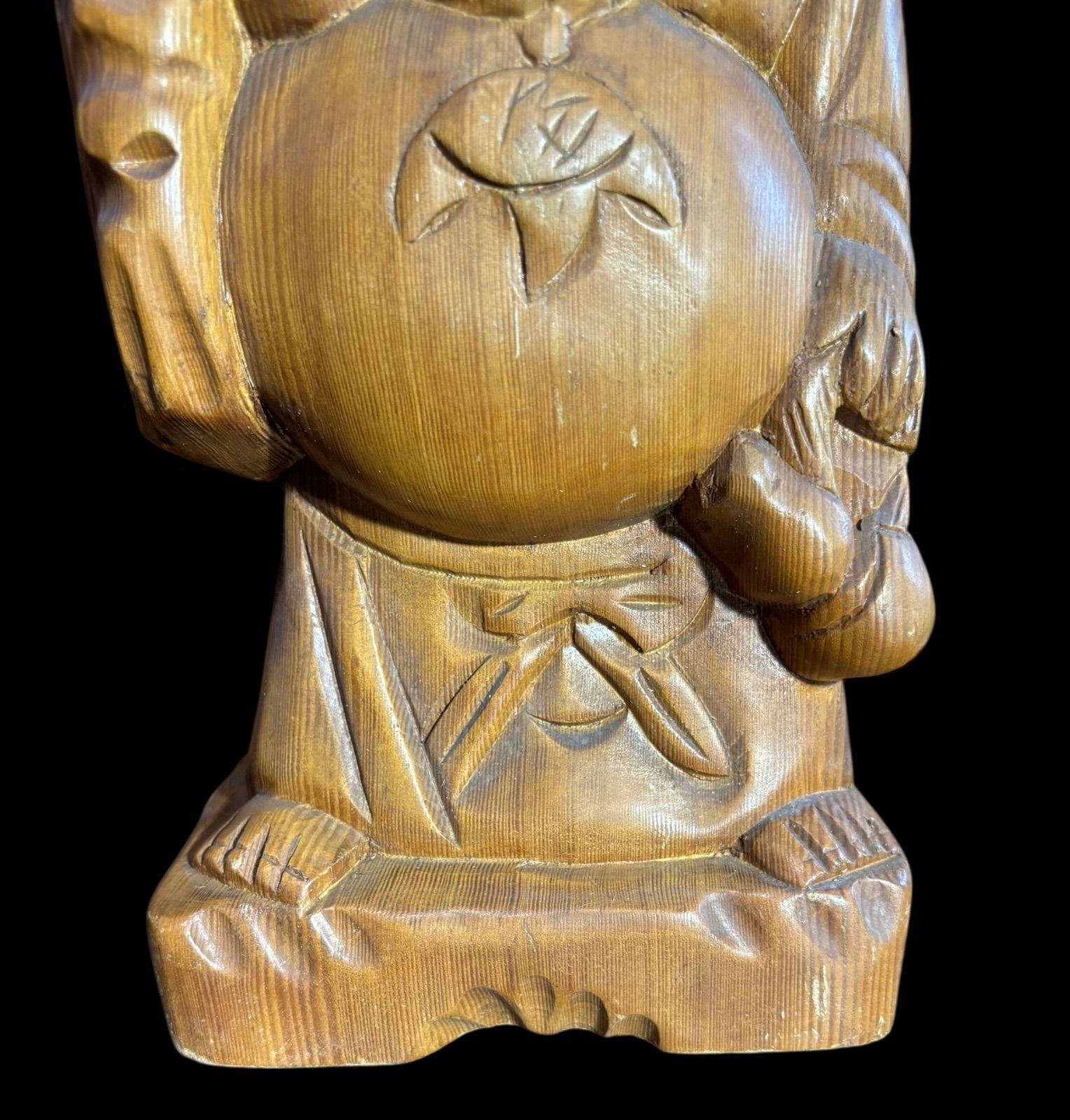 木製布袋様 笑門来福 布袋像 高級天然ツゲ木彫り ＜仏像・開運縁起物
