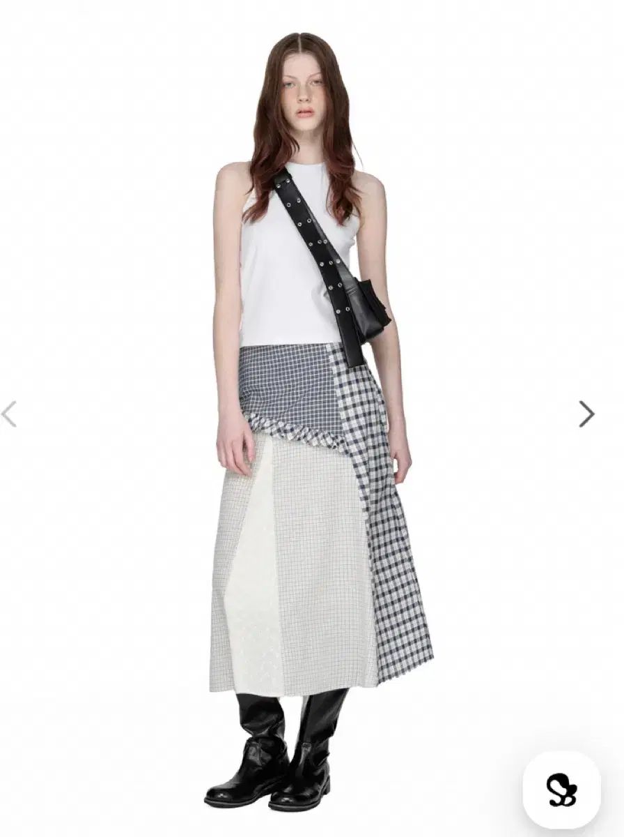 サンバーン プロジェクト mixed check long skirt