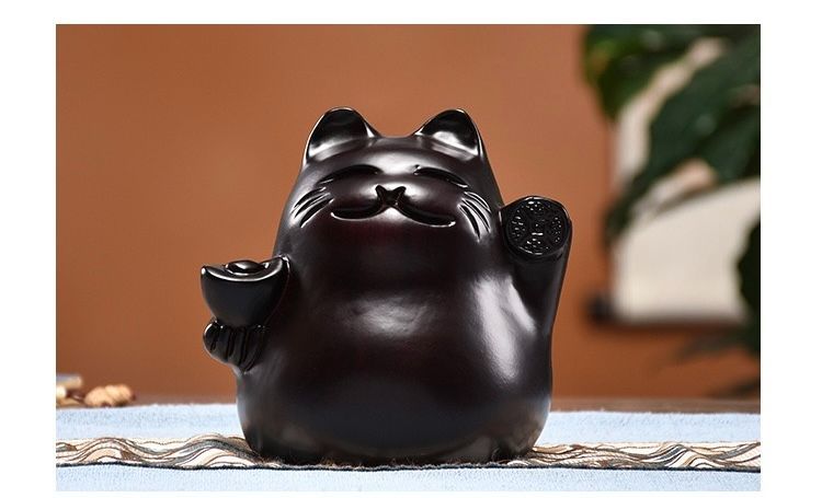 極美品 黒檀木彫 招き猫 招財 職人手作り 風水 木彫り インテリア 開運 仏像 子宝 玄関 客間の置物 贈り物 - メルカリ