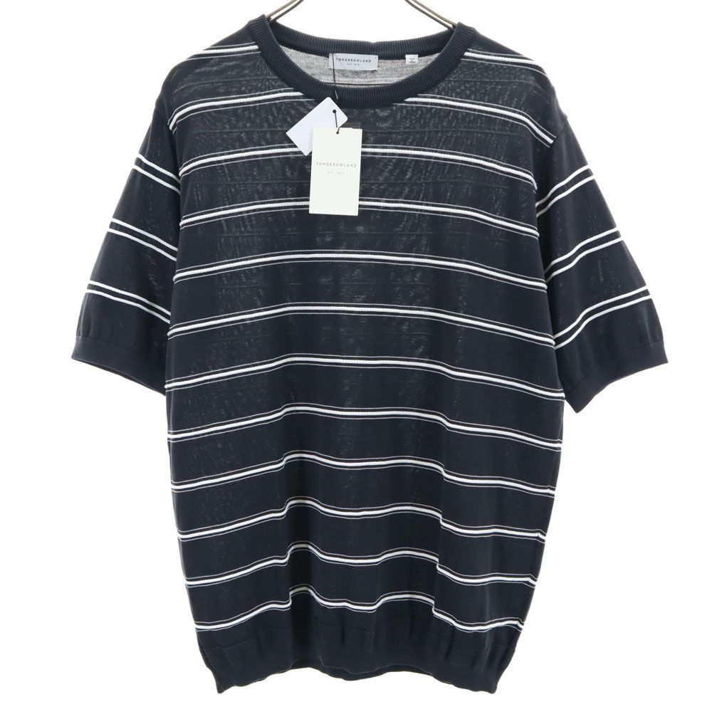 未使用 トゥモローランド 日本製 ボーダー柄 半袖 コットン Tシャツ M 黒×白 TOMORROWLAND メンズ 古着 【240425】 メール便可