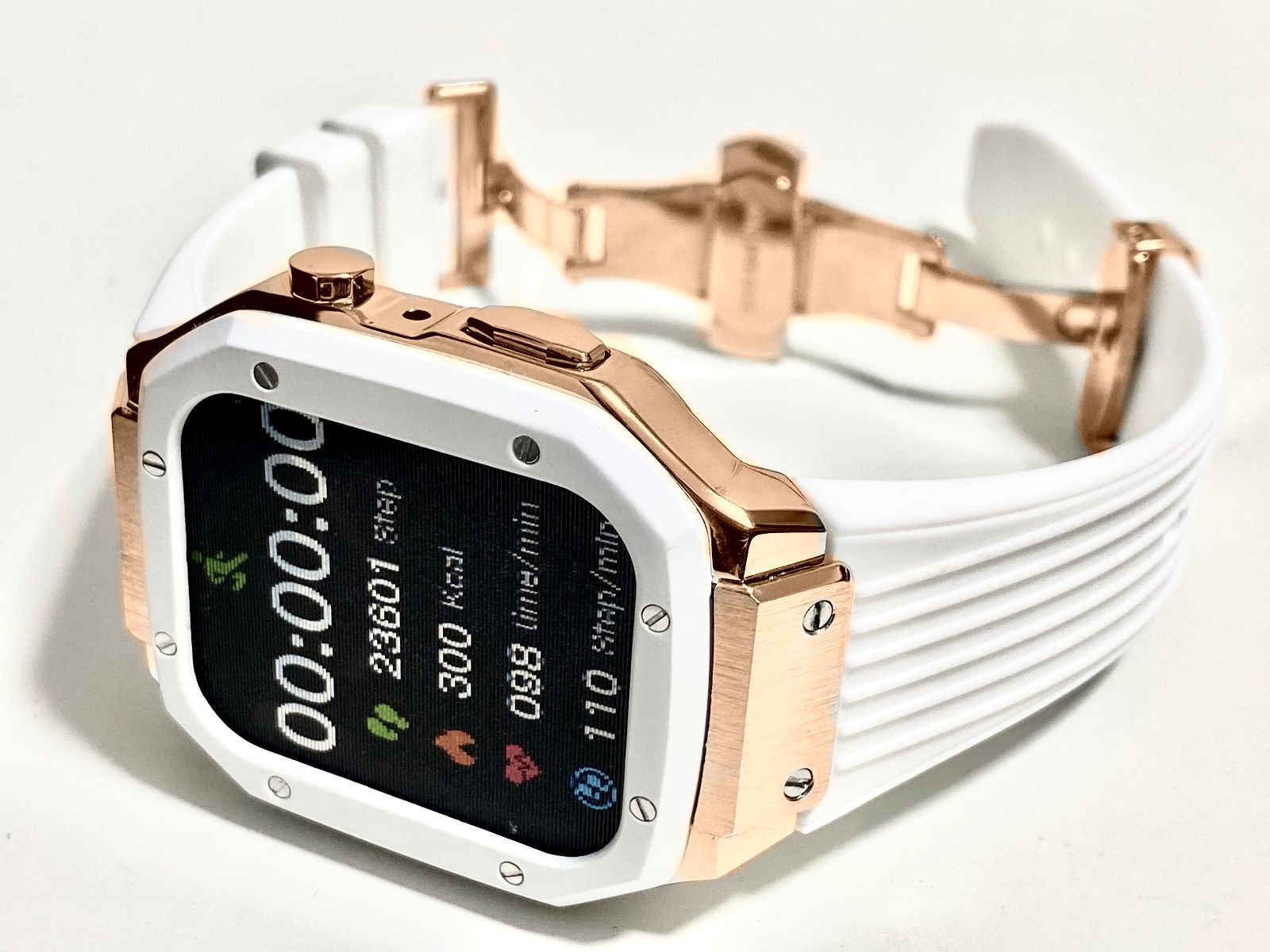 ホワイトローズ@Apple Watch ラバーアップルウォッチバンド カバー 