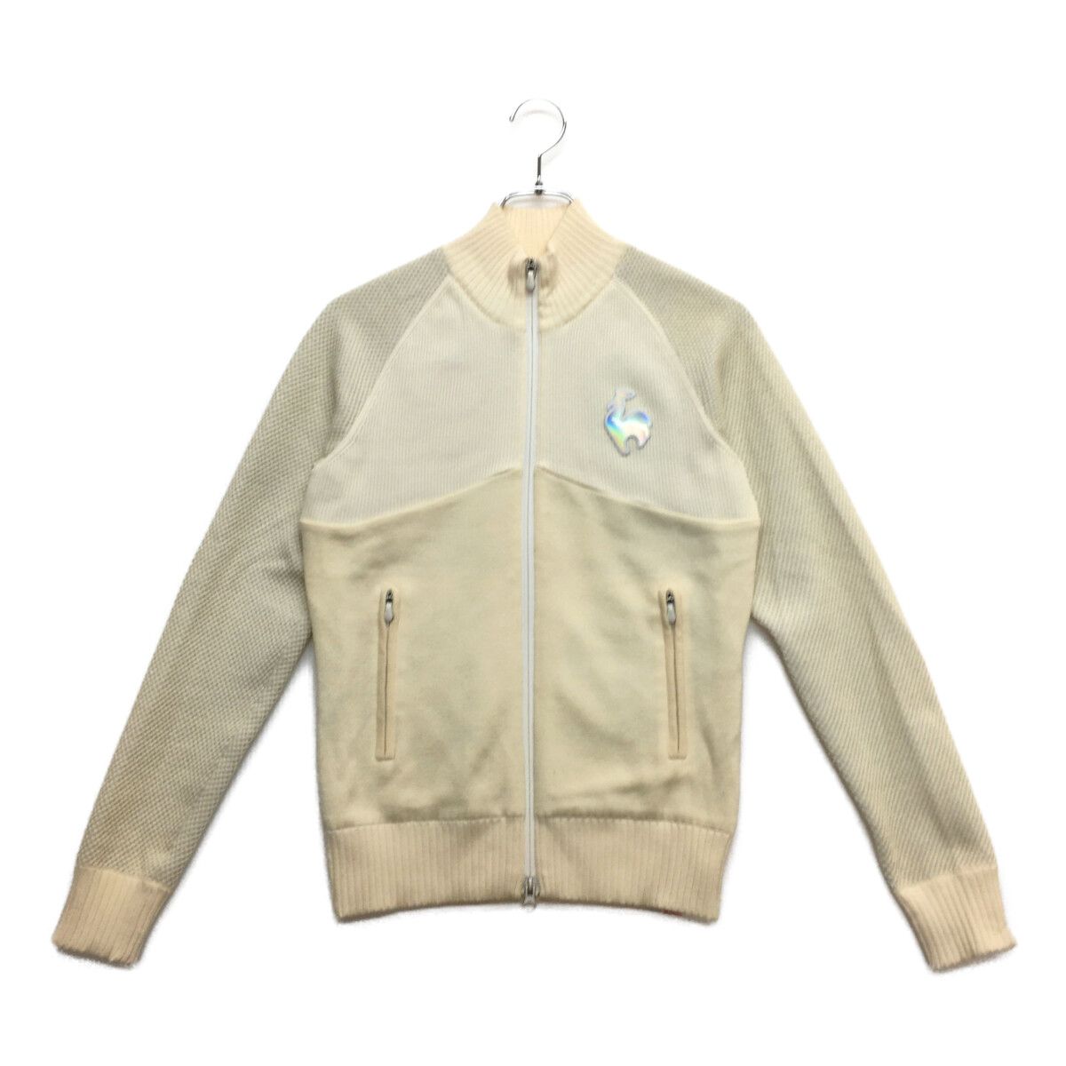 中古 レディース ルコックスポルティフ le coq sportif ニットアウター M 白 ホワイト 中綿入り 裏地付き