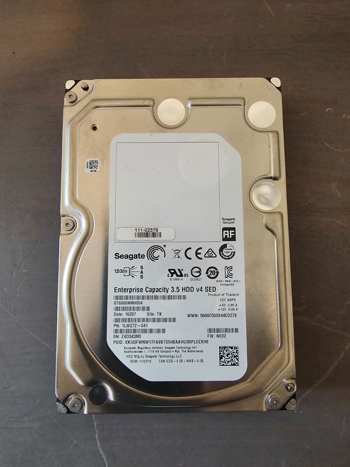 Seagate Enterprise Capacity 3.5 6TB HDD V4 ST6000NM0054 12Gb/s