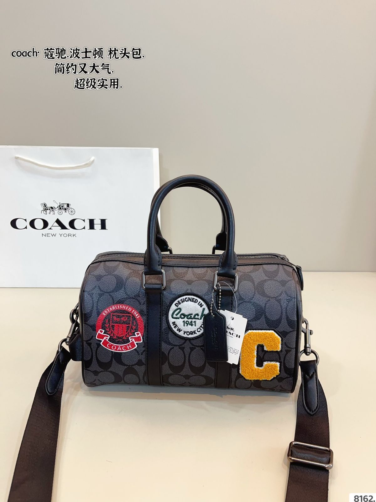 今日特価】COACH Emblem Boston Bag コーチ エンブレム ボストン