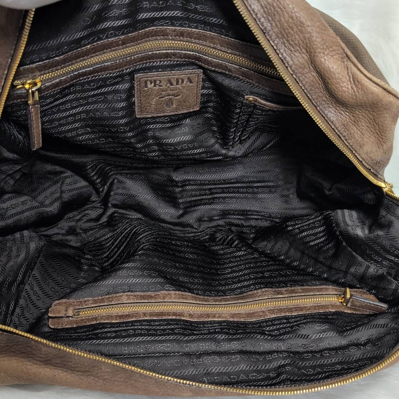 PRADA キャンバス レザー ボストンバッグ A4収納可能