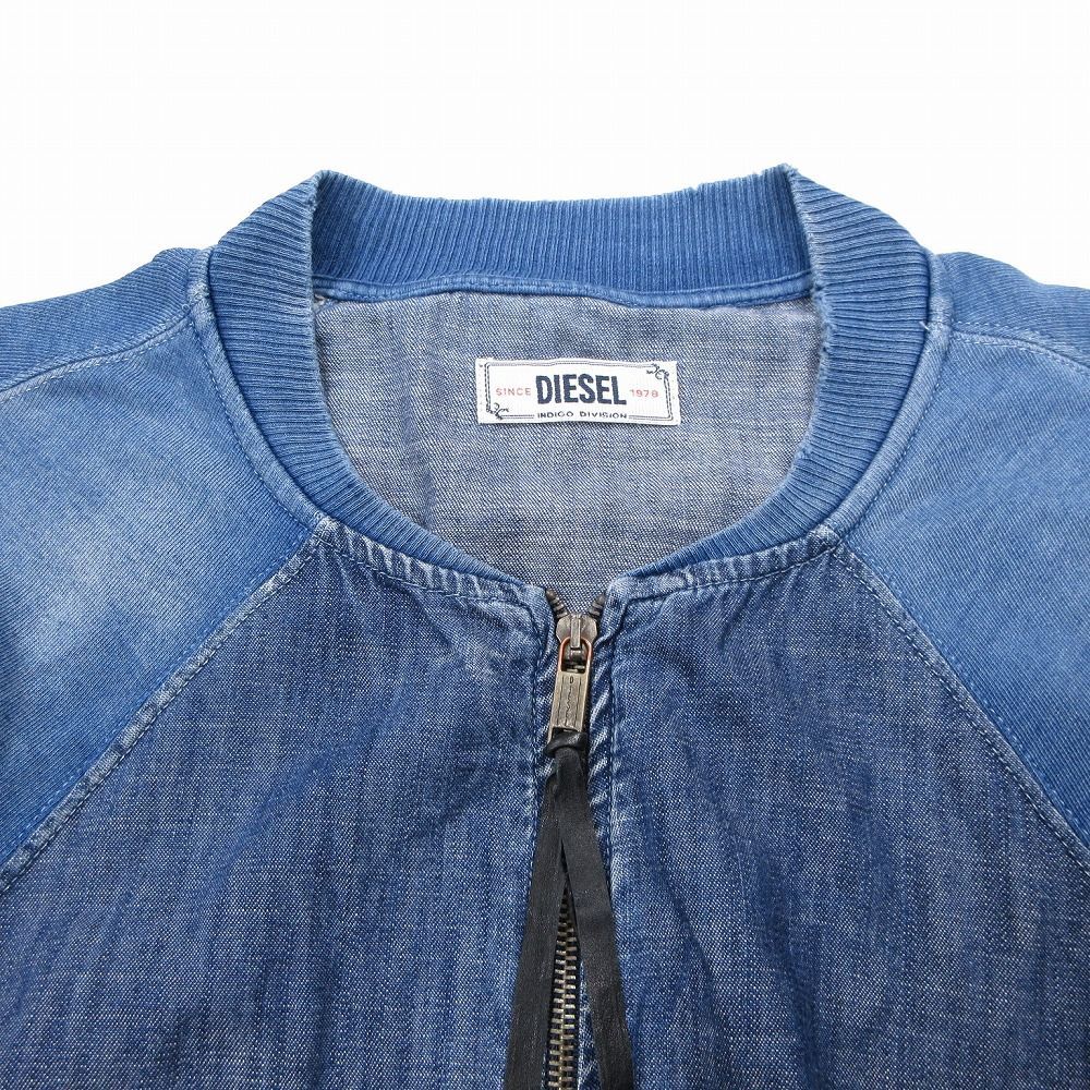 DIESEL デニムジャケット　MA-1 ブルゾン　インディゴブルー　Mサイズ DIESEL ディーゼル MA-1 ジャケット ブルゾン デニム スウェット
