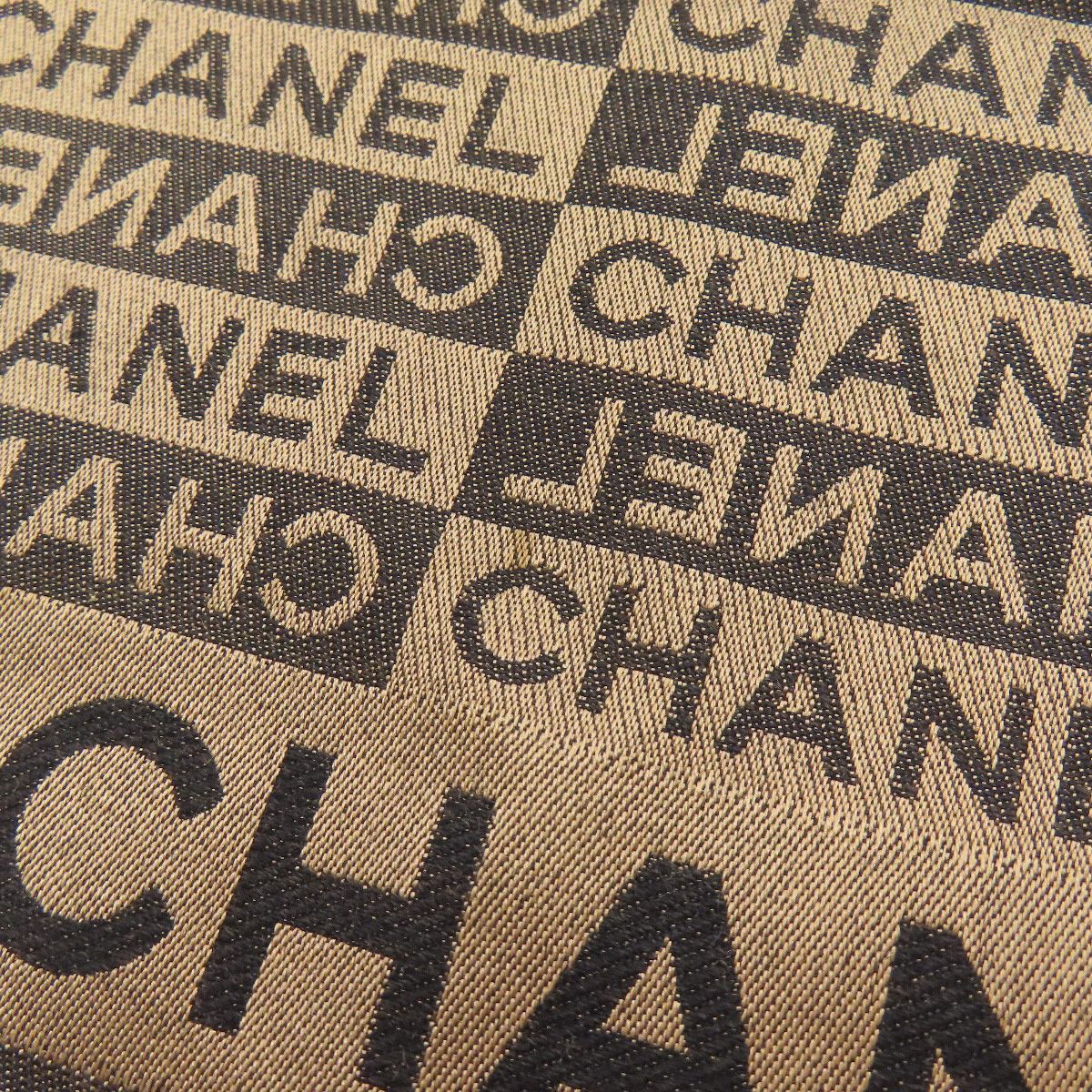 CHANEL シャネル ロゴ総柄 マフラー シルク ウール レディース