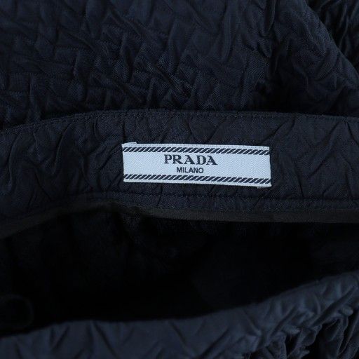 【PRADA】スカート　フレアスカート　ネイビー プラダ PRADA プリーツスカート フレア ひざ丈 無地 40 紺