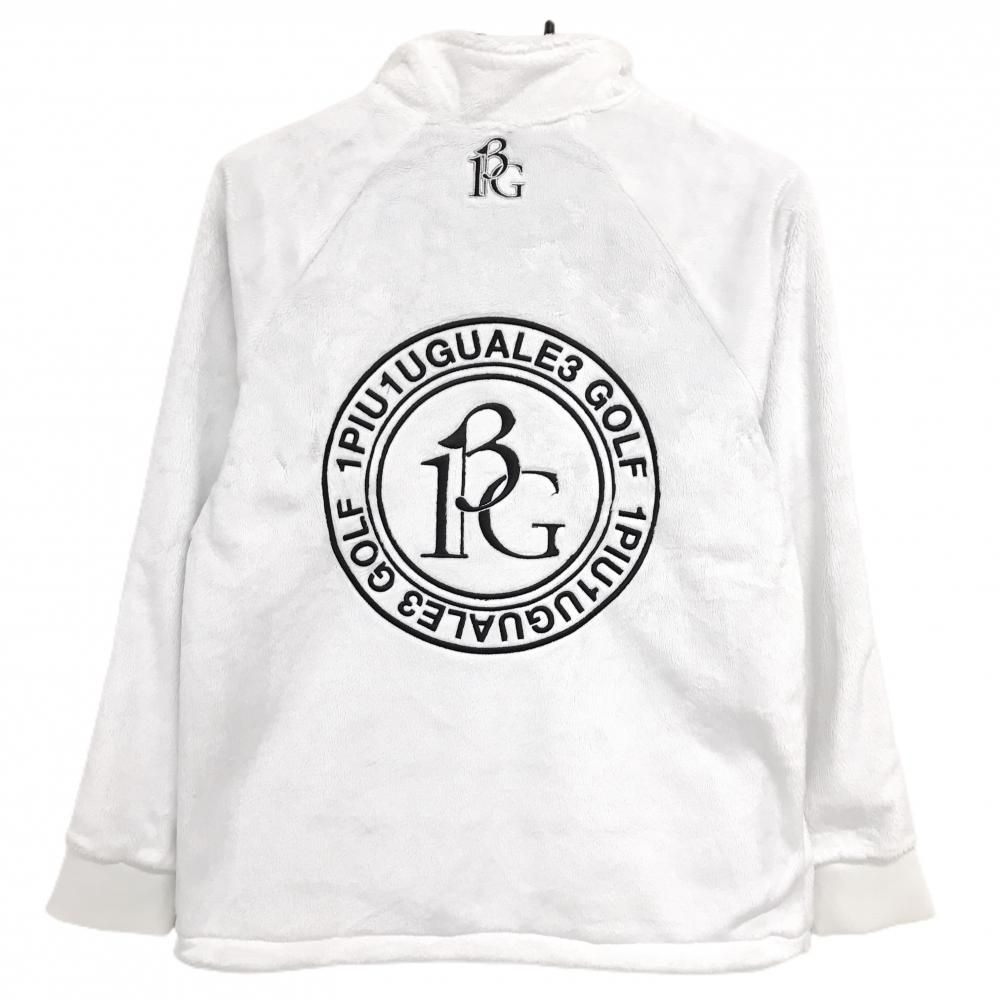 超 ウノピゥウノウグァーレトレ ボアブルゾン 白 ハーフジップ 蓄熱裏地 ロゴテープ レディース II M ゴルフウェア 1PIU1UGUALE3