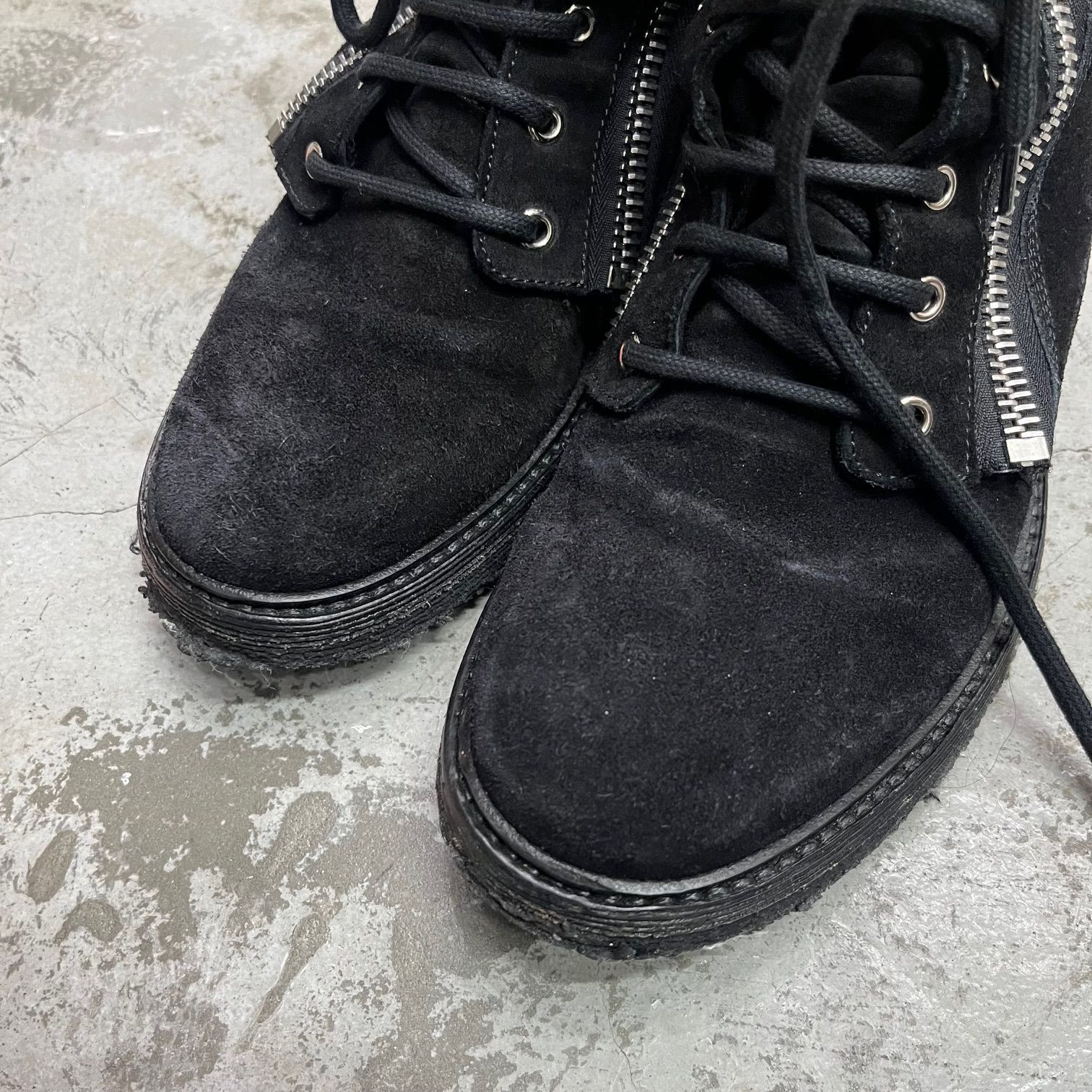 BALMAIN バルマン RANGERS 1C144L レンジャー ダブルジップ スエード ブーツ ブラック BALMAIN RANGERS 1C144L レンジャー ダブルジップ スエード ブーツ