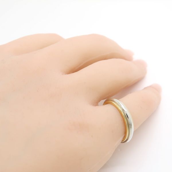TIFFANY&Co. ミルグレイン リング PT950/K18 コンビ 8号 TIFFANY&Co. ミルグレイン リング PT950/K18 コンビ 8号