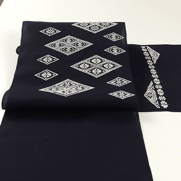 ona4421 逸品 夏帯 南部菱刺し 刺し子 さしこ こぎん刺し 八寸 名古屋