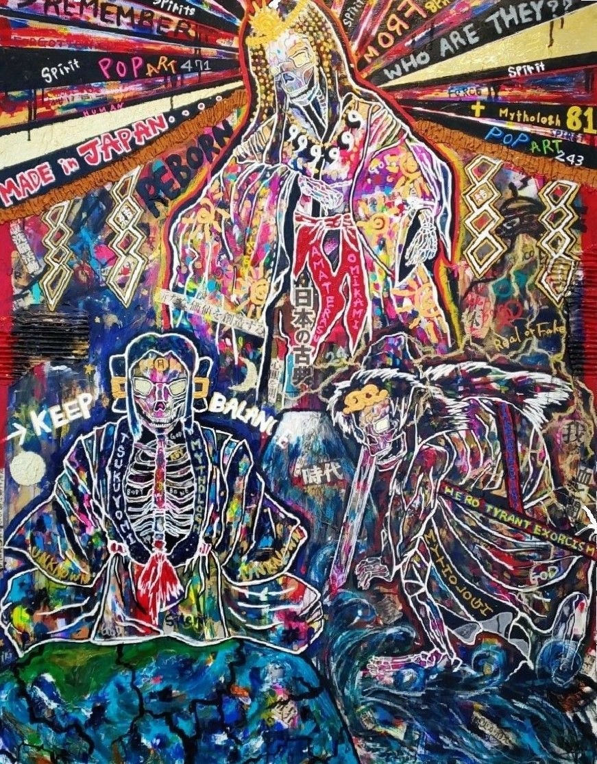 インパクトアート/F50号】From Japan.【天照,須佐之男,月詠】