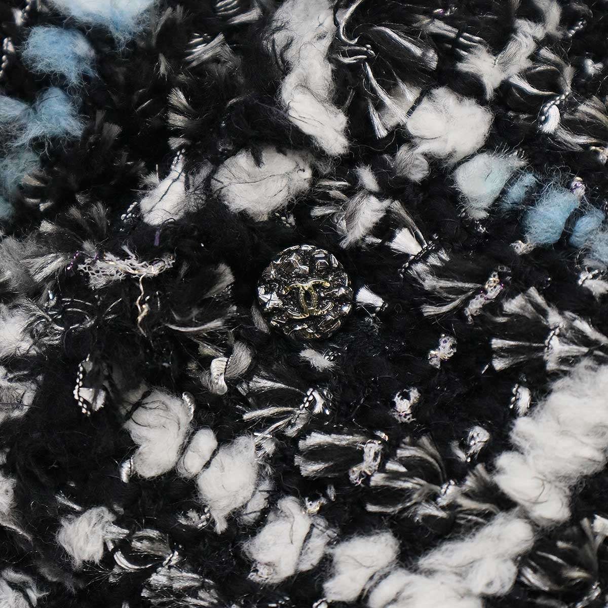 CHANEL シャネル ノーカラーフリンジツイードジャケット