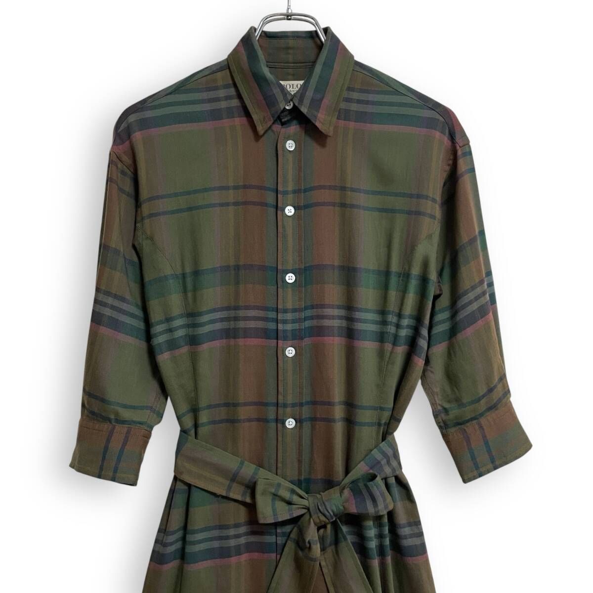 POLO RALPH LAUREN Plaid Cotton-Blend Belted Shirtdress ポロ ラルフローン コットン レーヨン ロング シャツ ワンピース