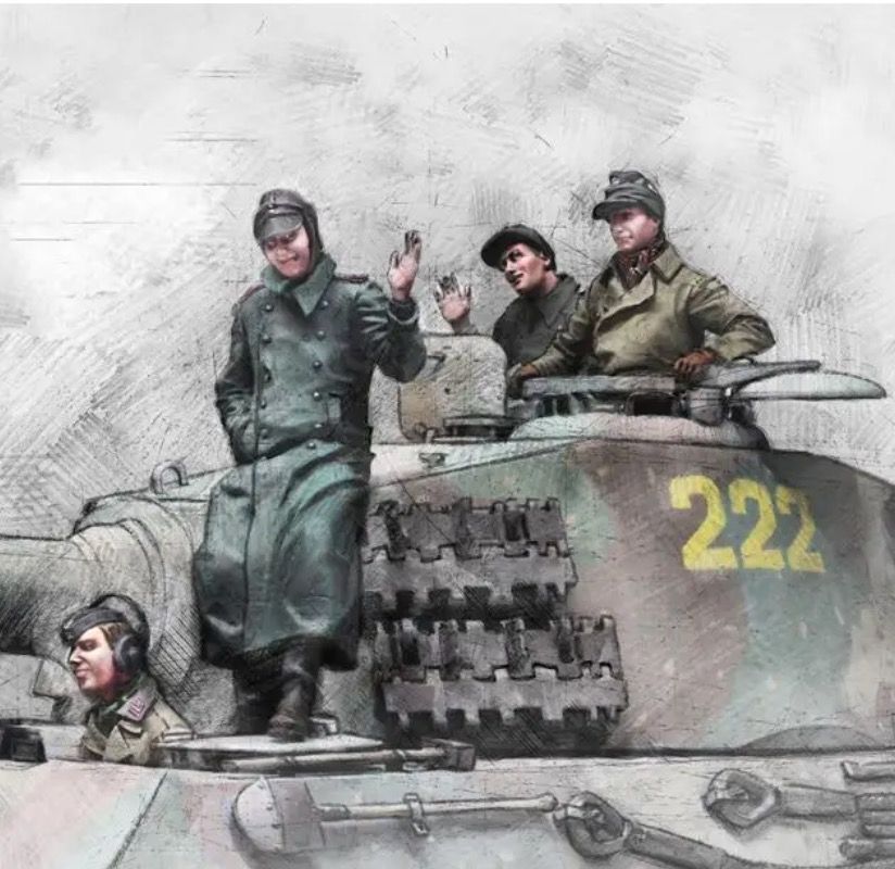 ミリタリー 戦車と兵士フィギュアのジオラマ