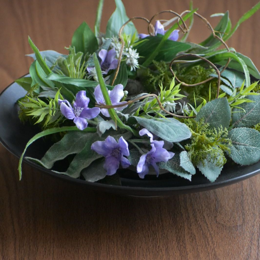 野草風の春リース☆古民家風☆和モダン☆直径30cm玄関ドアリース  