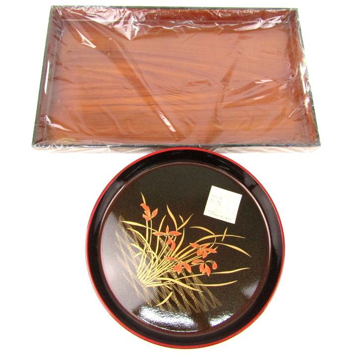 お盆・茶器セット・おしぼり置き・お箸 5点セット 未使用有 和