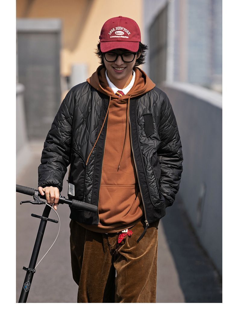 メンズ キルティング ミリタリー ジャケット ブラック フライト