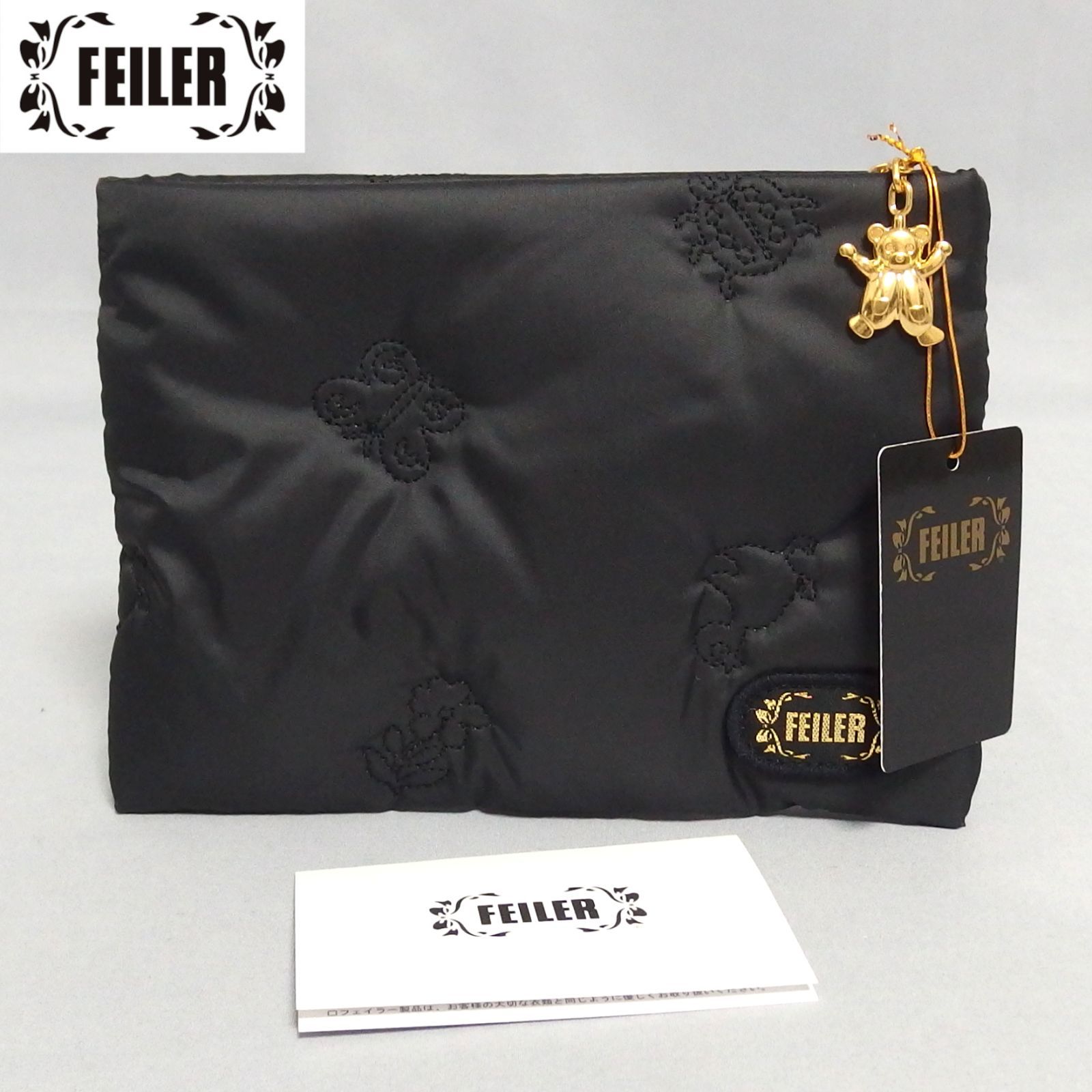 未使用☆FEILER ハイジ ポーチ HEEM-231462 黒 ナイロン ベアー