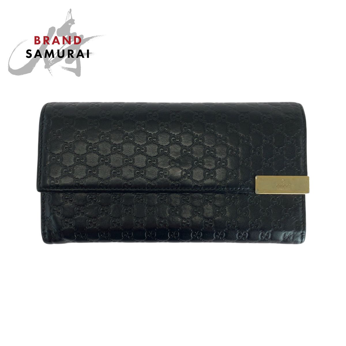 GUCCI グッチ グッチシマ ブラック 黒 ゴールド金具 レザー 291099 長財布 ロングウォレット メンズ 502823