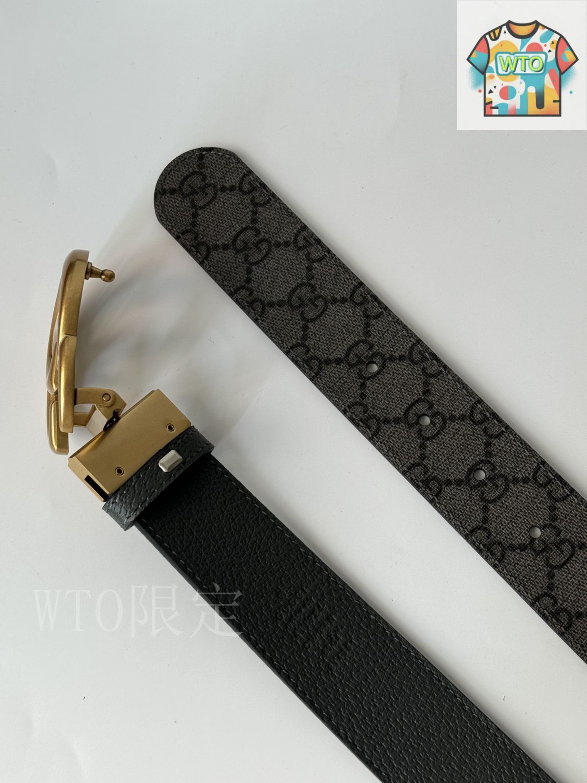 今日WTO】Gucci グッチ ダブル G レトロ回転バックル ベルト-1