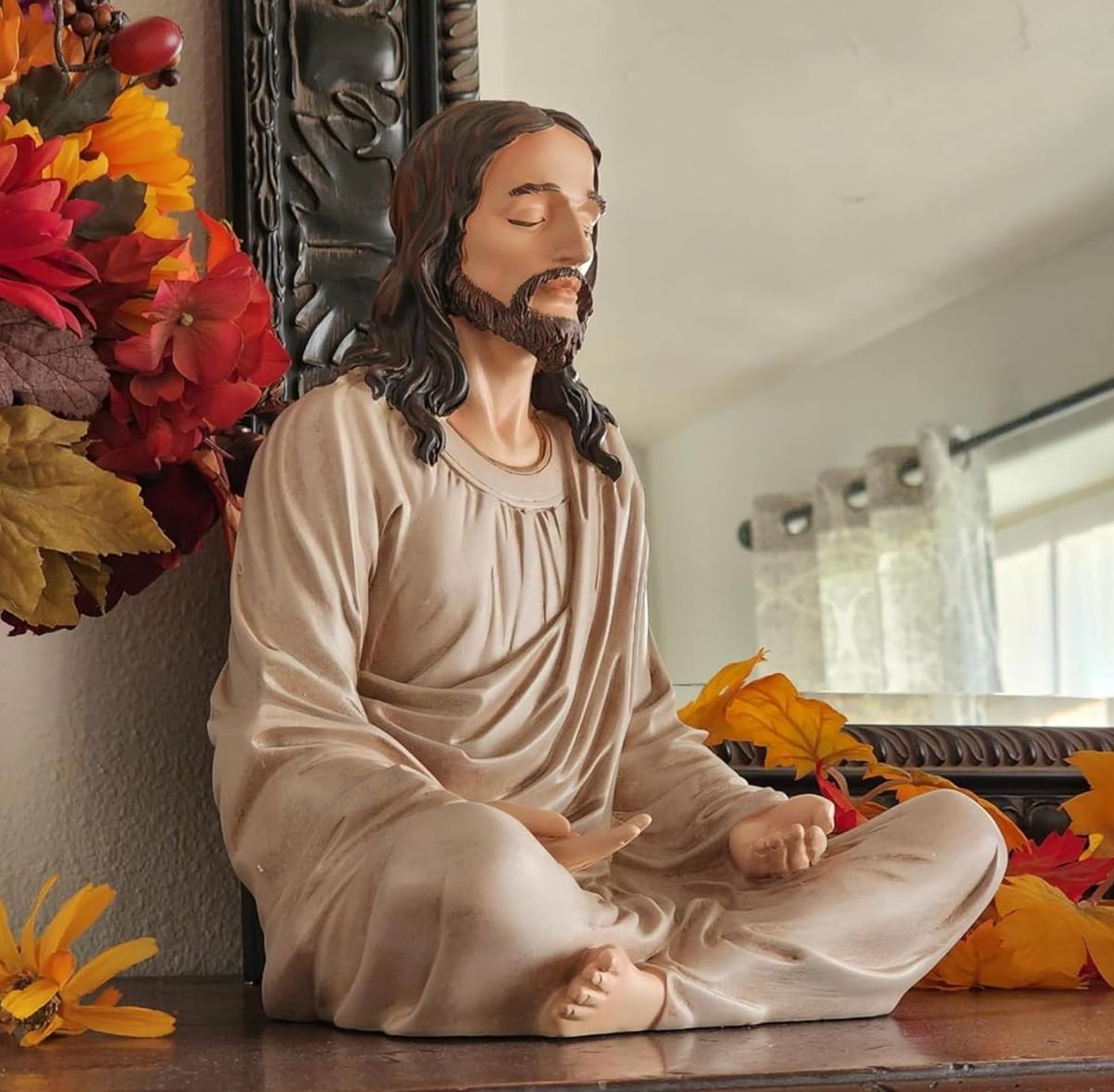 イエス像 12インチ ナチュラル - 瞑想像装飾 - どんな部屋にも合うイエス像 - キリスト教徒やスピリチュアルな友人への素晴らしい贈り物