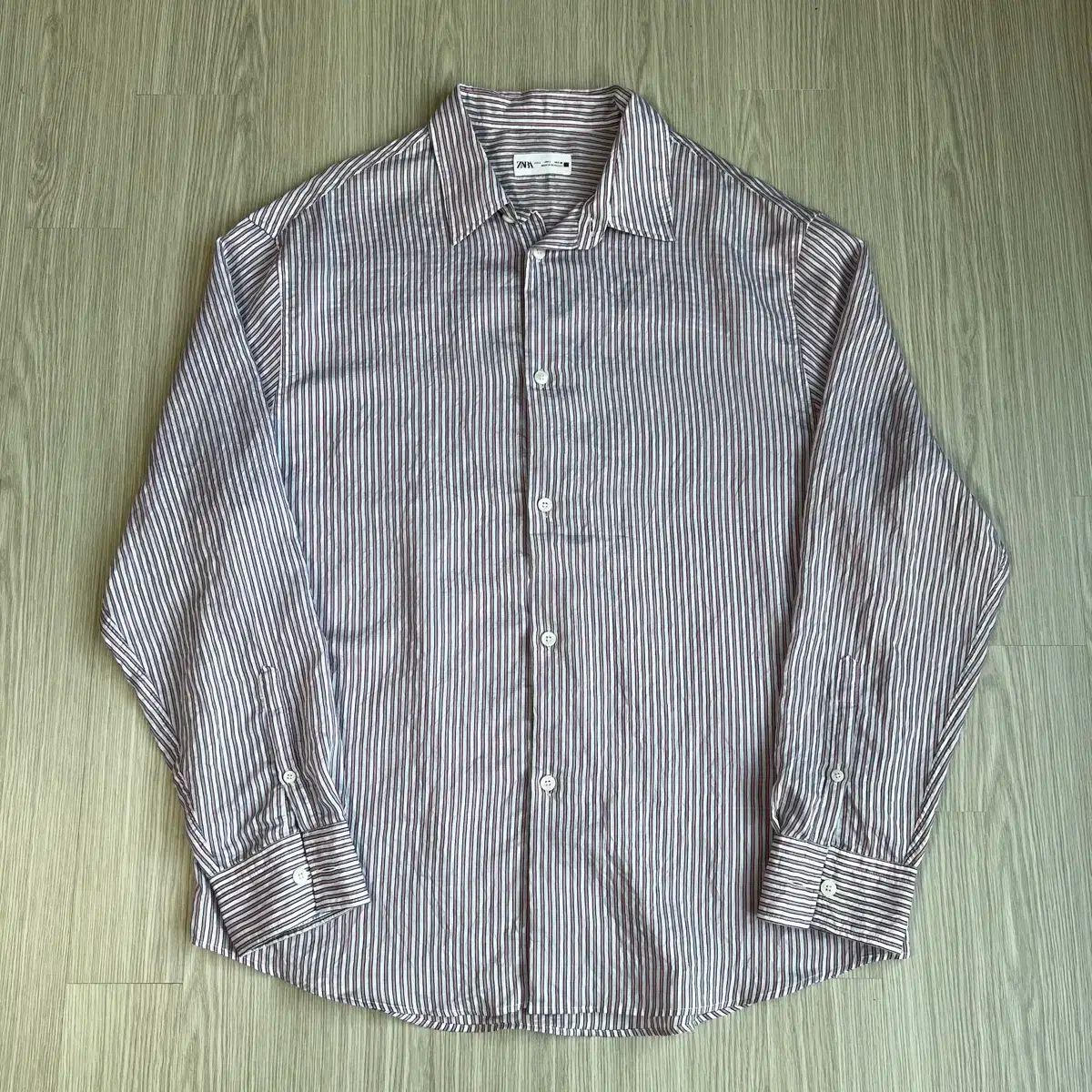 L ZARA ザラ ストライプ シャツ ライトピンク 100