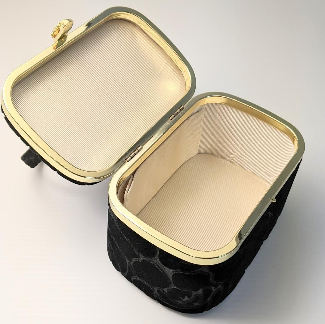 立体ベロア生地 振袖用 草履バッグ セット ブラック u62 立体ベロア生地 振袖用 草履バッグ セット ブラック u62