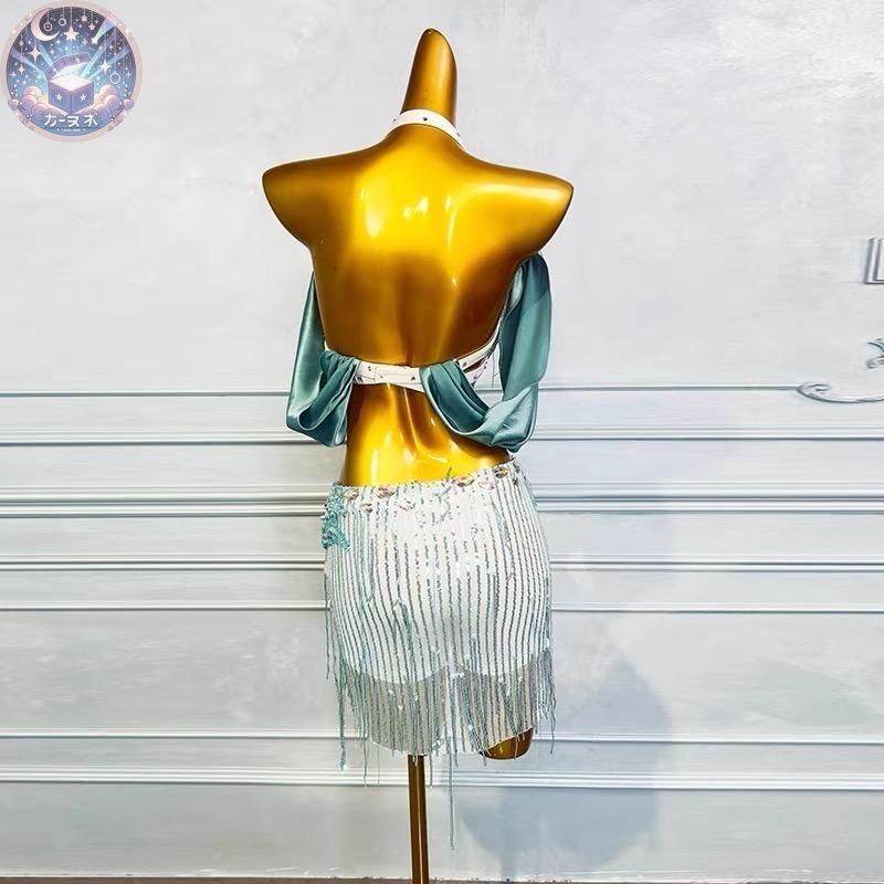 ベリーダンス衣装 トップスブラ スカート グリーン オーダーメイド