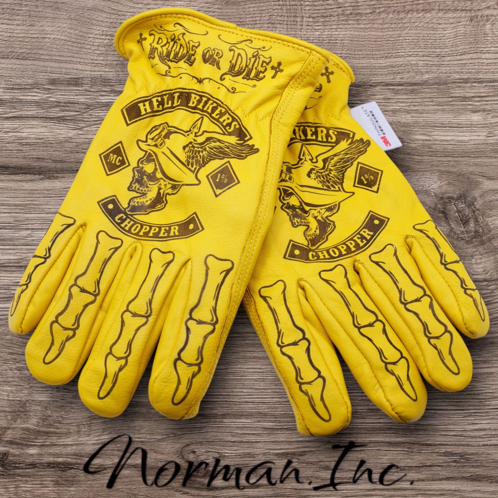 牛革 冬用 保温綿 裏起毛 レザーグローブ スカル アメリカン バイク