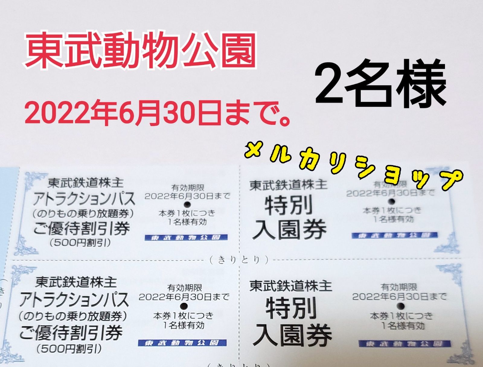 メルカリ便〉 東武動物公園 特別 入園券 ２枚 入場券 株主優待 - 動物園