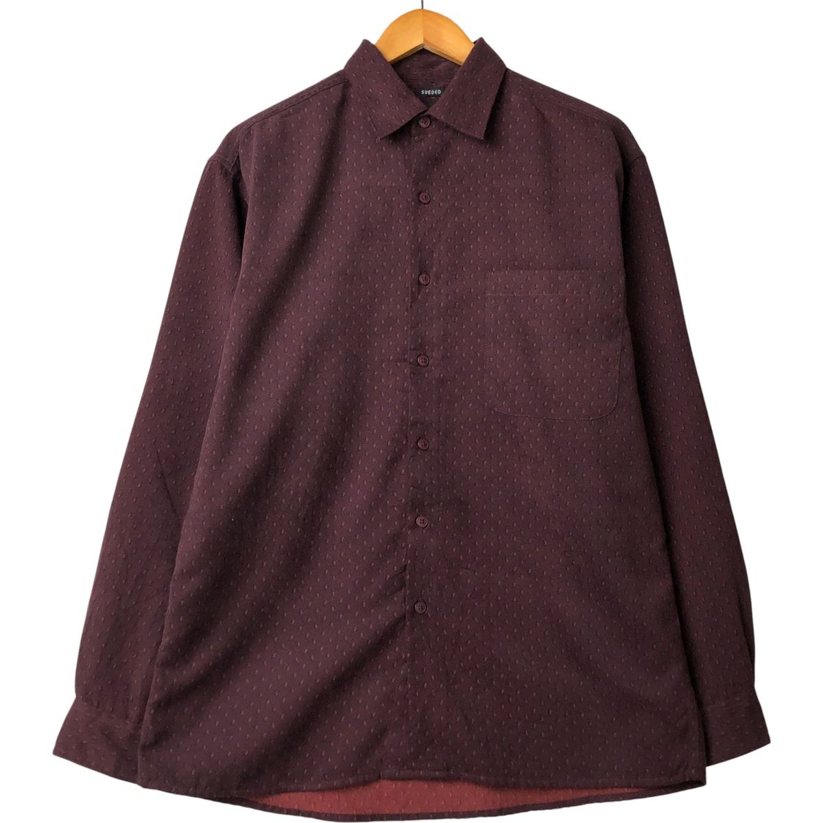 古着 GEORGE SUEDED 総柄 長袖 ポリシャツ メンズL相当/eaa589012