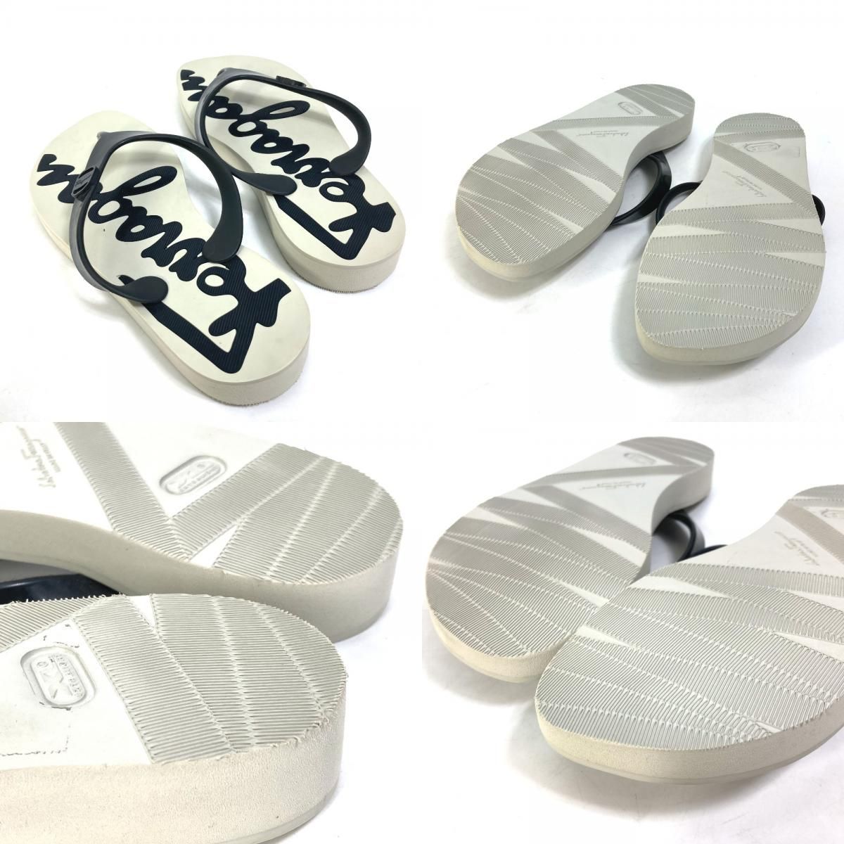 サルヴァトーレフェラガモ Salvatore Ferragamo ロゴ ビーチサンダル フラット ペタンコ トング 靴 サンダル ラバー ホワイト系 美品