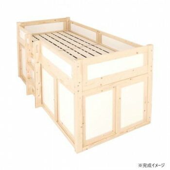 天然木 収納庫付すのこハイベッド KURA-110