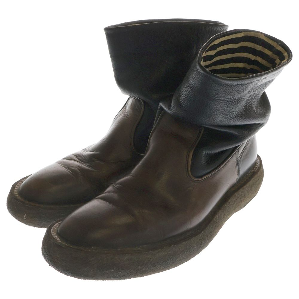 KAPITAL キャピタル レザー ペコスブーツ ボーダー柄 ブラック ブラウン 25cm