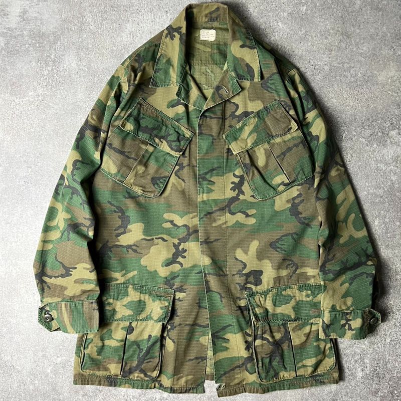 60s US ARMY 米軍実物 4th ERDL グリーンリーフ カモ ジャングル