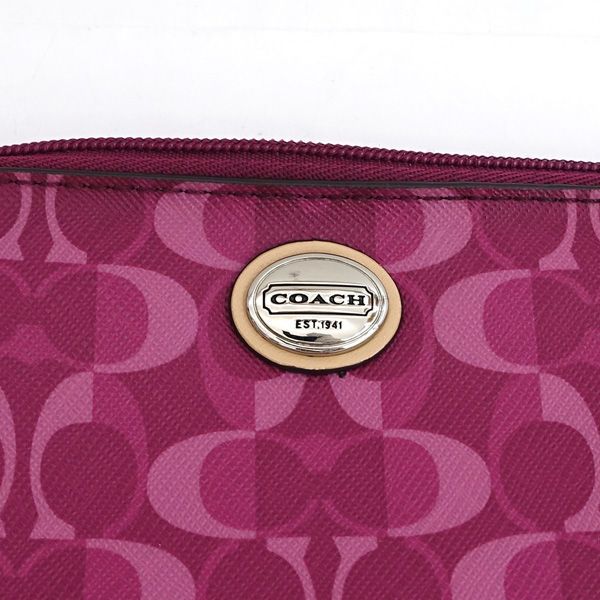 COACH / コーチ ◆ポーチ リストレット シグネチャー パープル 【バッグ/バック/BAG/鞄/カバン】 ブランド【中古】 