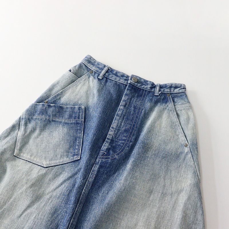 ミナペルホネン mina perhonen dn 5089 A always デニムスカート 32|ブルー インディゴ 藍染 フ トラペーズ