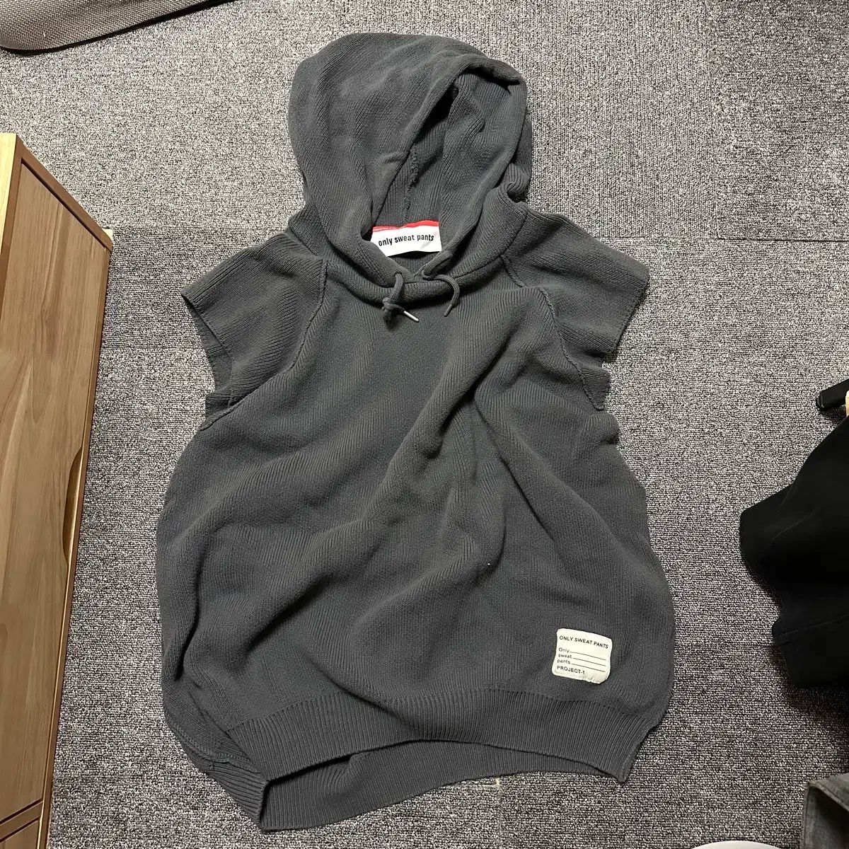 スウェットパンツのみ ニット ノースリーブ フード gray サイズ free