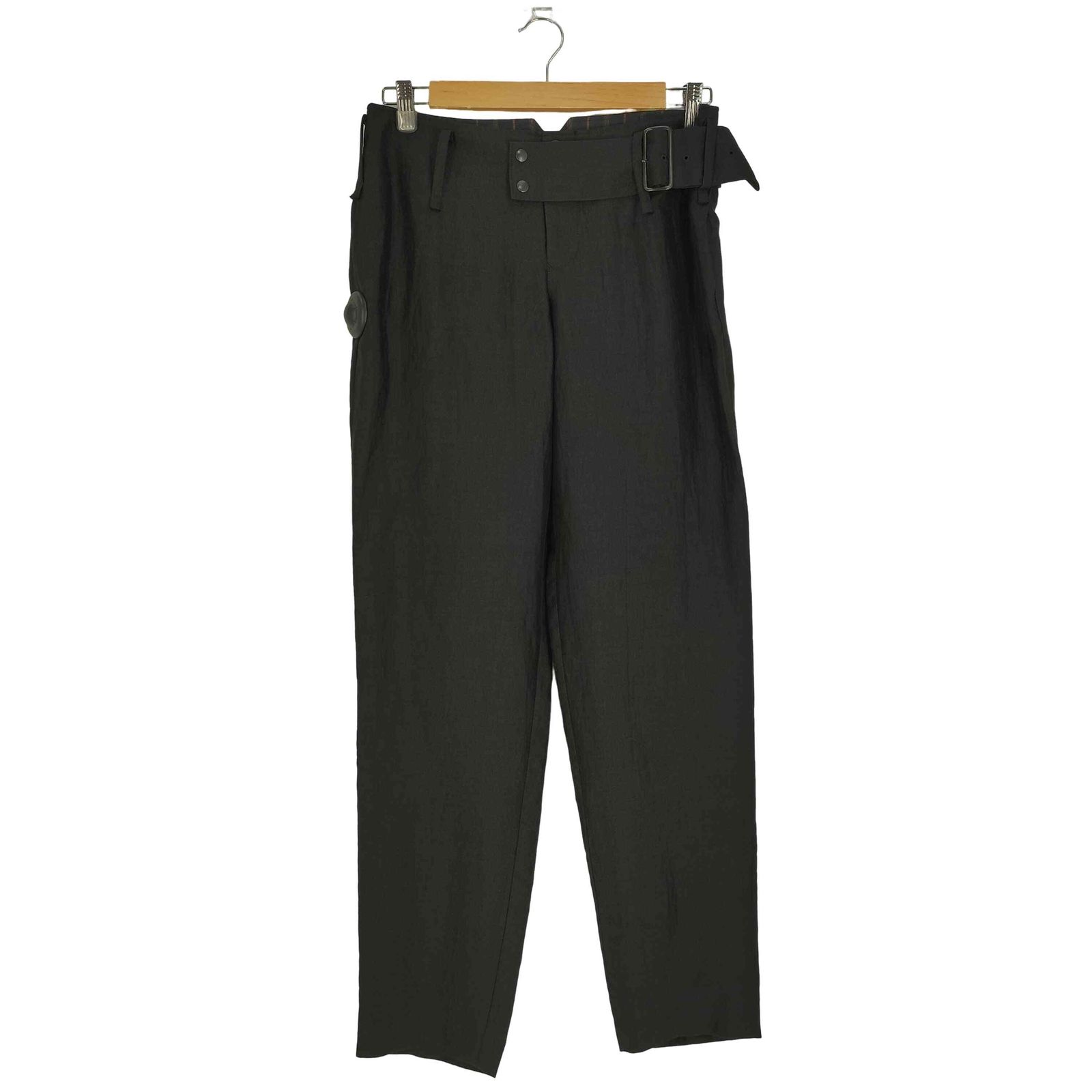 Yohji Yamamoto(ヨウジヤマモト) HIGH TWISTED GABARDINE LOW-RISE BELTED PANTS ハイ ツイスト ギャバジン ローライズ ベルト パンツ レディース JPN：2【中古】【ブランド古着バズストア】 ヨウジヤマモト Yohji Yamamoto HIGH TWISTED GABARDINE LOW-RISE
