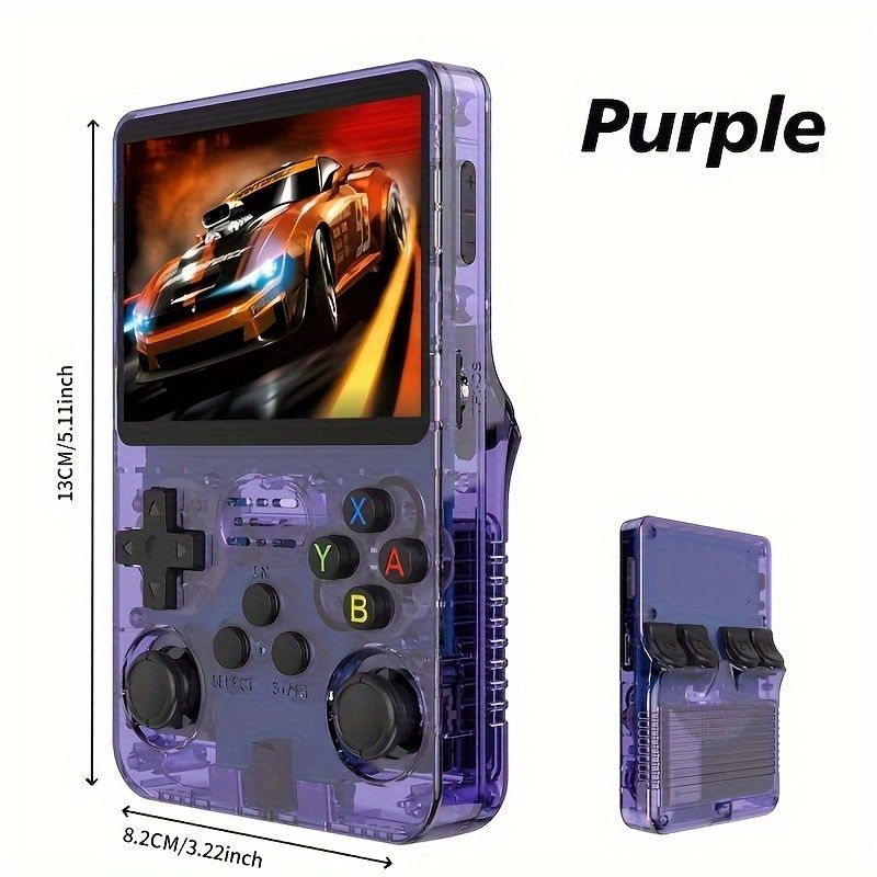 R36S 携帯ゲーム機、クリエイティブゲーム、USB充電式、14歳以上、非ワイヤレス、ポリマーバッテリー、ポータブルゲームデバイス - ブラック/ホワイト/パープル