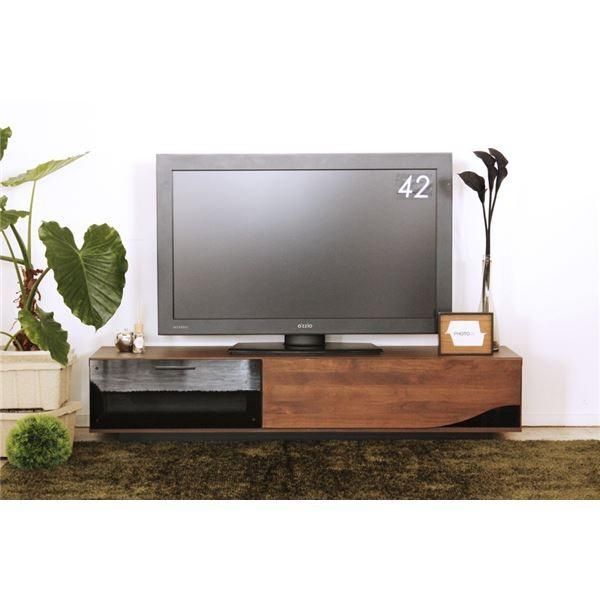 テレビ台/ローボード 〔幅180cm 46型～80型対応〕 ブラウン 日本製 木製 ガラス 引き出し収納付き 〔リビング〕〔代引不可〕