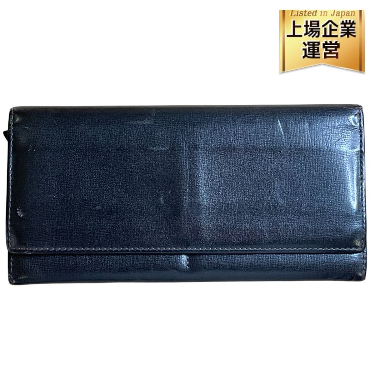 ヴァレクストラ Valextra 長財布 レザー ブラック 中古