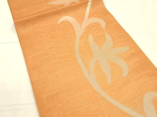 平和屋着物＊夏物 全通柄 本袋帯 枝花文 銀糸 正絹 逸品